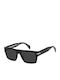 David Beckham Unisex Sunglasses with Black Horn-Rimmed Frame and Black Lens DB 7161/S 807/IR