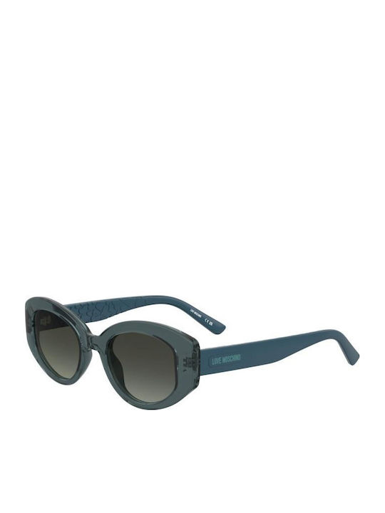 Moschino Unisex Sunglasses with Blue Horn-Rimme...