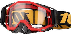 Motorcycle Atv Enduro Cross Goggles Fixato Transparent Lens Black Red Frame