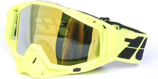Ochelari De Motocicletă Atv Enduro Cross Fixato Lentilă Aurie Cadru Galben