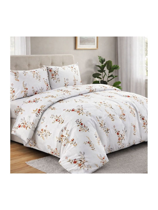 DeLuxe Pucioasa Set Husă de Pilotă Bumbac Dublă cu 2 Fețe de Pernă & 1 Cearsaf 200x220 Bej