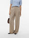Damen Hoch tailliert Stoff Hose in Weiter Linie Silver Mink