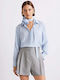 Women's Silky Floral Long Sleeve Shirt Blue