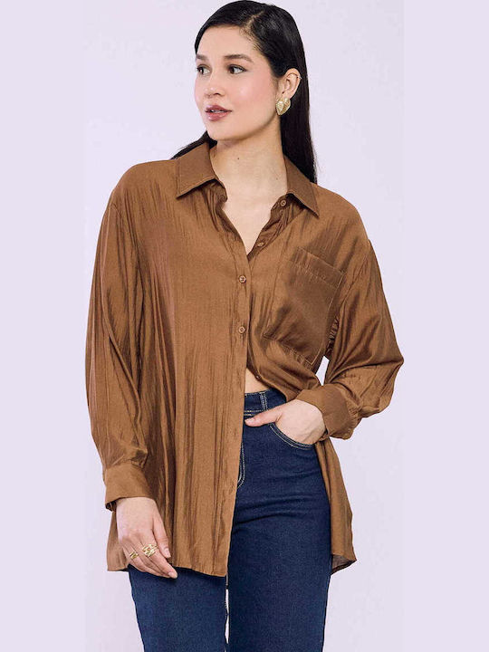 Celestino Women's Shirt Long Pocket Loose Fit B...