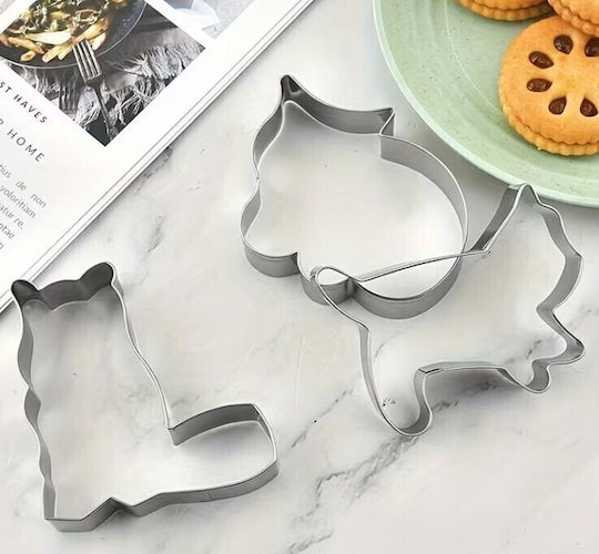 Cookie Cutter Set 4 Pieces – Stainless Steel Cat Design