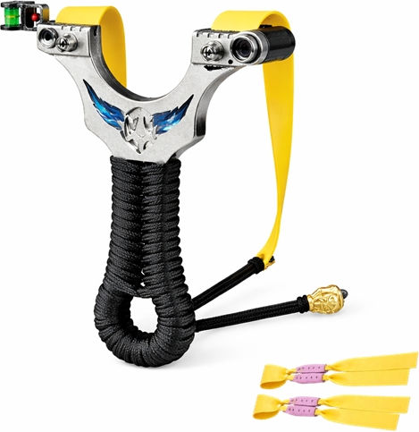 Praștie Metalică de Precizie cu Laser Depox 2 Elastice de Rezervă 12 Cm Negru