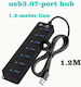 USB-Hub 3.0 7 Anzahl der Anschlüsse Individuelle Schalter Ein/Aus Anzeigeleuchten 5-2342