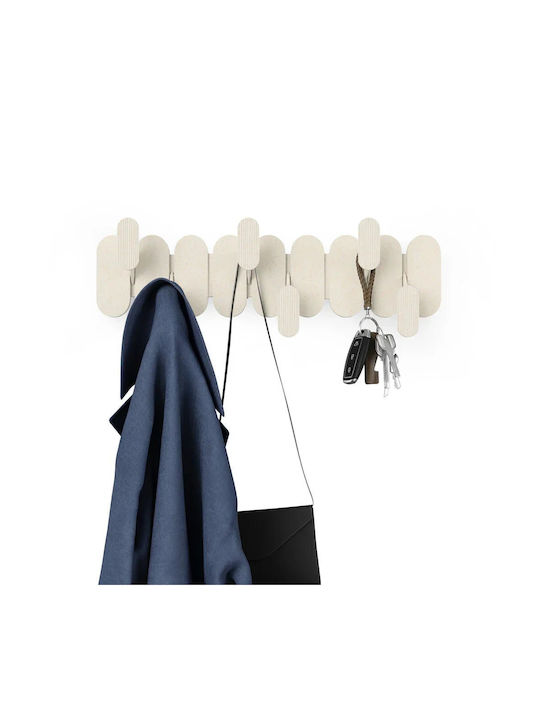 Umbra Plastic Wall Hanger 6 Hooks Beige 64x2.5x18.4cm