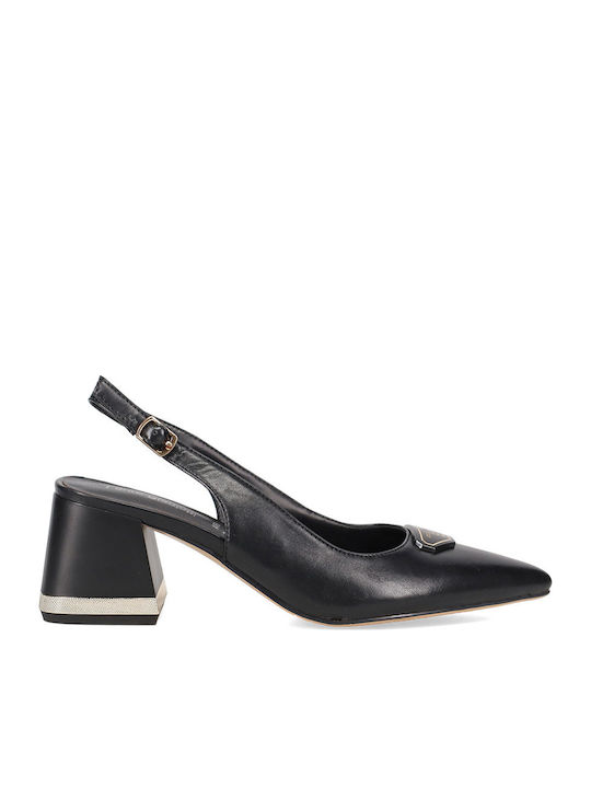 Pointed Toe Black Heels with Strap