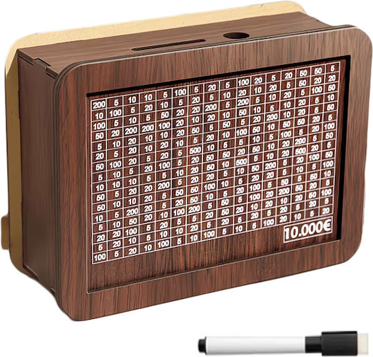 Wooden Money Box Savings Target Up to 10000 Euros