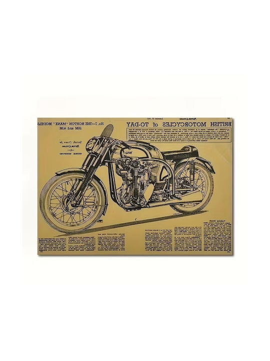 Afiș Vintage Motocicletă 51 × 35 Cm