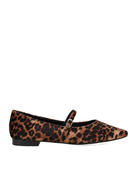 Pointy Leopard Ballerinas Brown