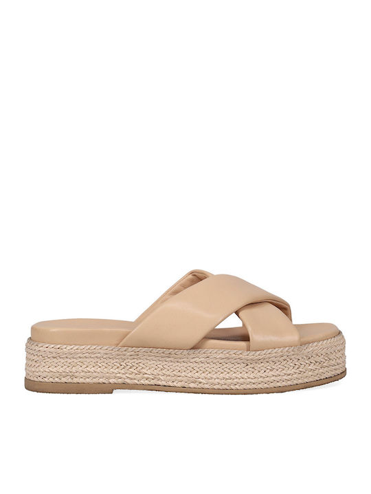 Migato Sandale Casual Damă Flatforme Bej Din Piele