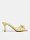 Women's Mules with Thin High Heel in Yellow Color