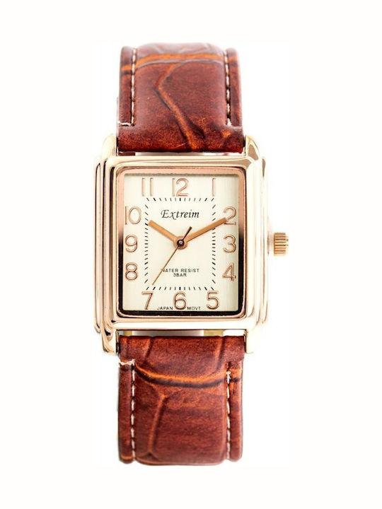 Extreim Damen Uhr mit Braun Lederarmband