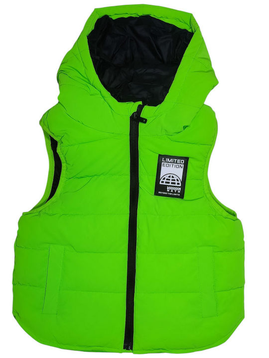 Kids' Casual Jacket Sleeveless with Hood Blue/Green