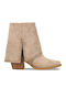 Suede Women's Cowboy Boots Beige