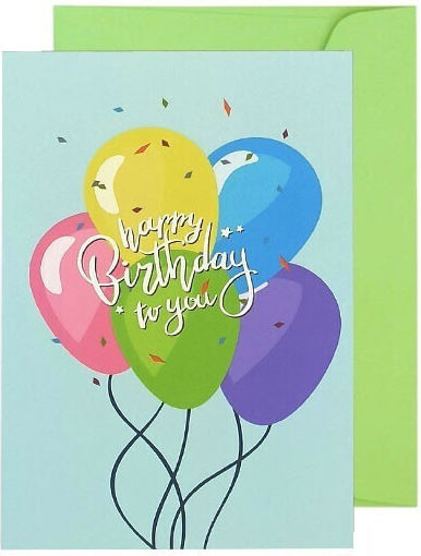 Happy Geburtstags Grußkarte Mehrfarbige Ballons 10×15cm