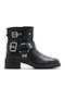 Leder Damen Stiefeletten Schwarz