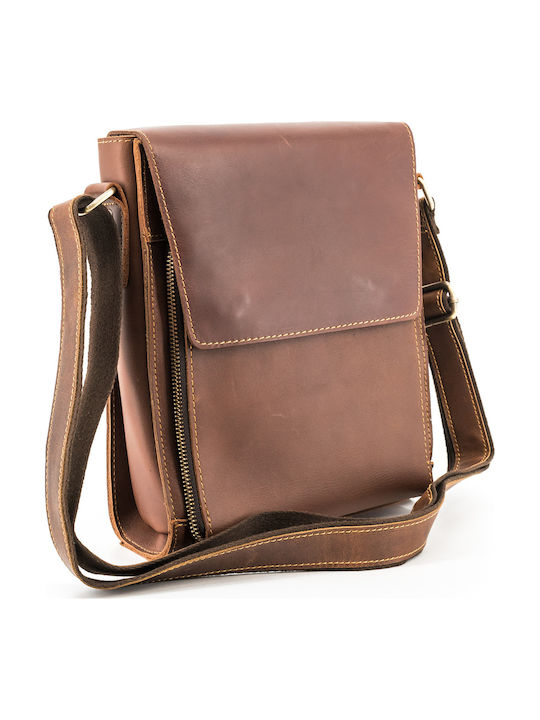 Leder Herrentasche Schulter / Crossbody Braun