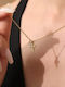 Necklace Double from Gold Plated Steel with Diamond & Zircon