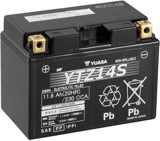 Yuasa Μπαταρία Μοτοσυκλέτας YTZ14S 230A με Χωρητικότητα 11.8Ah