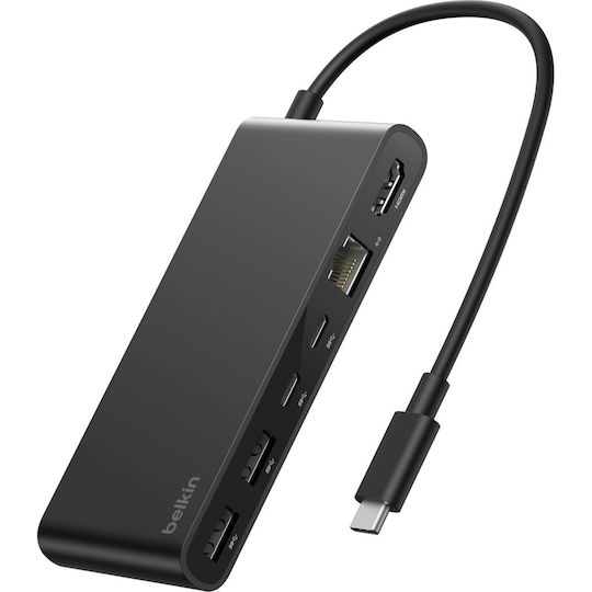 Belkin Свързваща USB-C Лаптоп Докинг Станция с HDMI 4K Поддръжка на PowerDelivery Ethernet Черна
