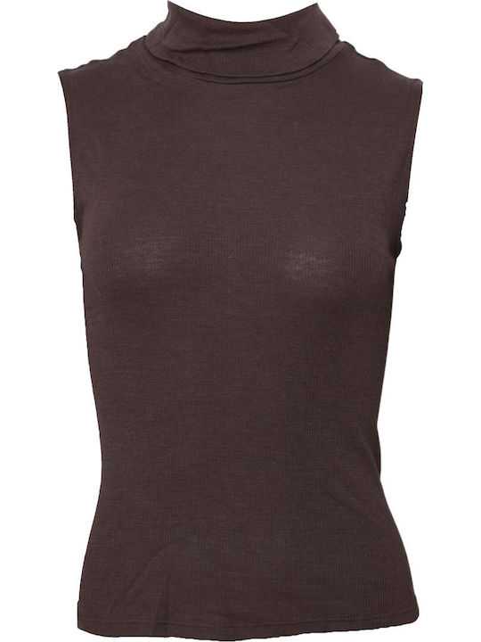 Sleeveless Brown Women's T-Shirt
