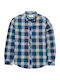 Long-sleeved Flannel Shirt Checked Navy