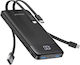 Charmast W1148 Power Bank 10000mAh 20W with 2 USB-A Ports and USB-C Power Delivery Port Black