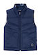 Kids Casual Sleeveless Short Double Sided Navy Blue Jacket