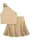 Kids' Set with Skirt Summer 2pcs Beige Skoro