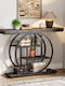 Console Table of Solid Wood & Metal Wenge/black L105xW30xH80cm