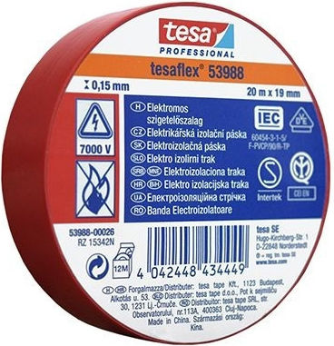 Tesa Bandă de izolație 19mm x 20m 10buc Roșu