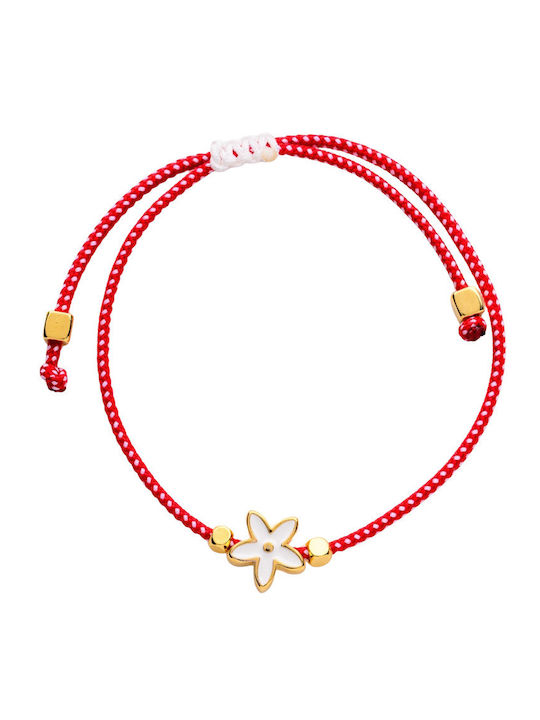 Philio Women's Bracelet Martaki with design Flower Gold Plated