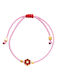 Philio Women's Bracelet Martaki with design Flower Gold Plated