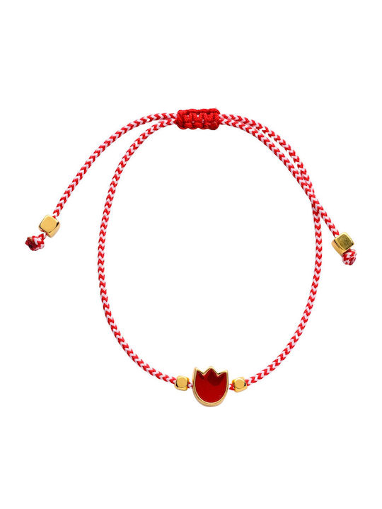 Philio Men's Bracelet Martaki with design Flower Gold Plated