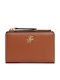 Small Leather Women's Wallet Coins Tabac Brown