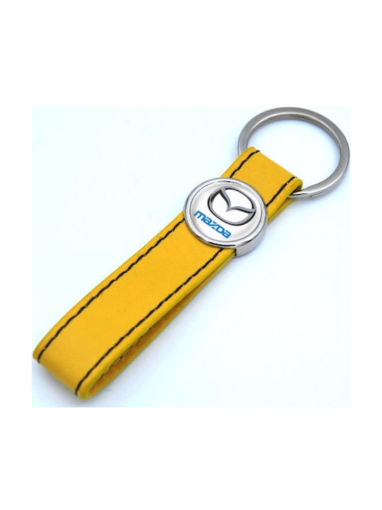 Leder Schlüsselanhänger Mit Gelbem Logo Email Mazda 20300-k