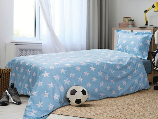 Beauty Home Seturi de cearșafuri Single din Bumbac & Poliester Blue 170x240cm