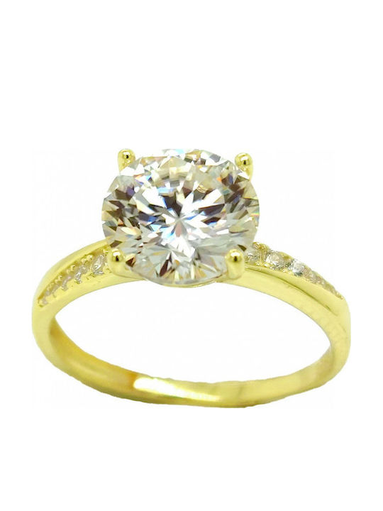 Mertzios.gr Single Stone Ring Made of Silver with Moissanite