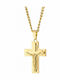 Oxzen Men's Cross from Gold Plated Steel with Chain