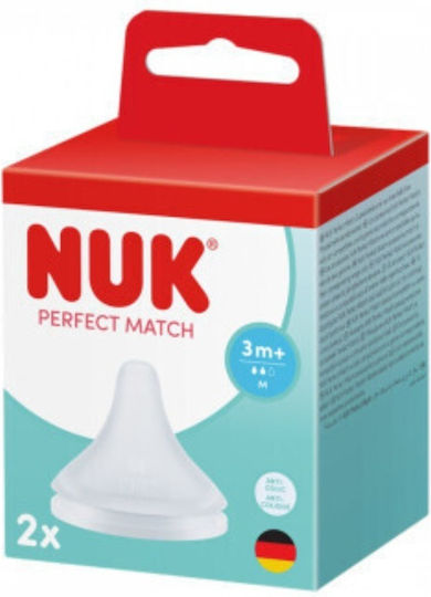 Nuk Perfect Match Биберони от Силикон със Среден Поток за 3+ Месеца 2 Броя