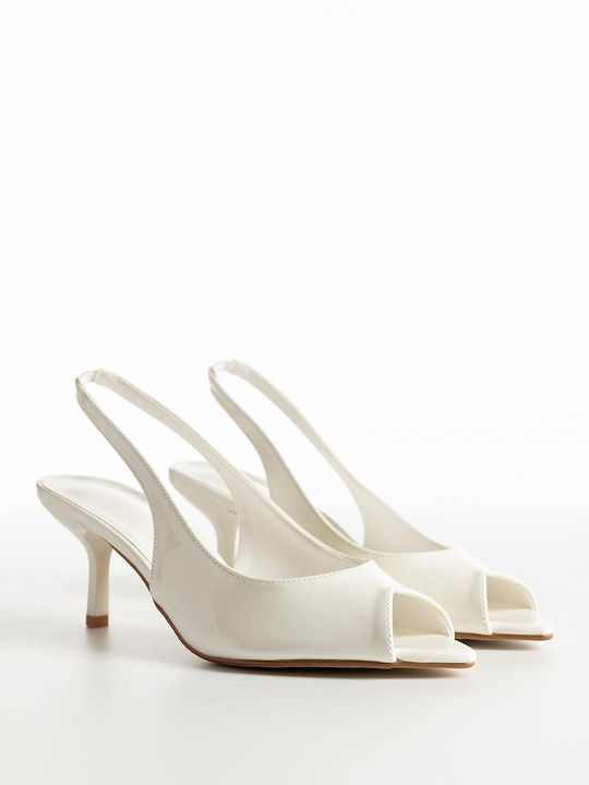 Peep Toe Pantofi cu toc Albe
