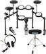 Aroma Elektronische Drumsets in Schwarzes Farbe mit Hocker, Mit Kopfhörern & Mit Baguettes