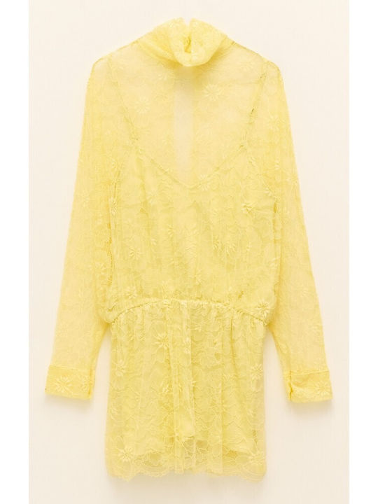 Lumina Rochie De Seara Galbenă Cu Dantelă