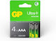 GP Batteries Ultra Plus Αλκαλική Μπαταρία AAA 1.5V