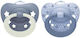 Nuk First Choice Classic Day & Night Πιπίλες Σιλικόνης Νυκτός με Θήκη Μπλε για 18-36 μηνών 2τμχ