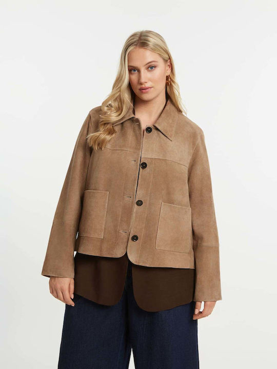 Women's Cardigan with Buttons Beige