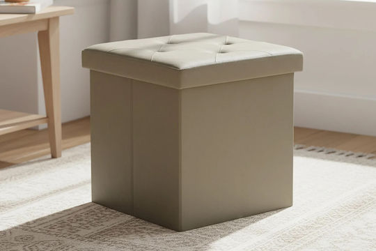 Скамейка-Пуф 642959 с Място за Съхранение Капучино Кадифе 38x38x38см